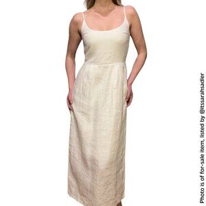 Quince 100% European Linen Midi Dress (Color: White, Size: XS)